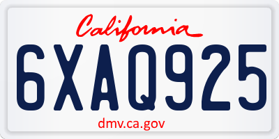 CA license plate 6XAQ925