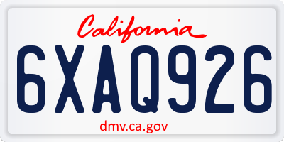 CA license plate 6XAQ926