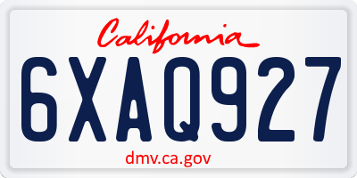 CA license plate 6XAQ927