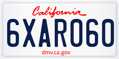 CA license plate 6XAR060