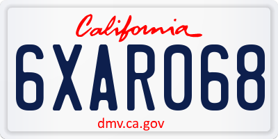 CA license plate 6XAR068