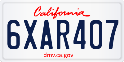 CA license plate 6XAR407