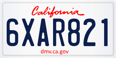 CA license plate 6XAR821