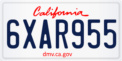 CA license plate 6XAR955