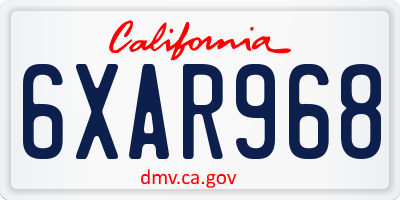 CA license plate 6XAR968