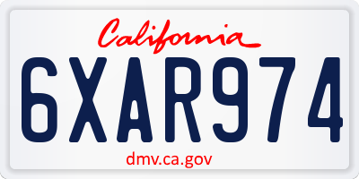 CA license plate 6XAR974