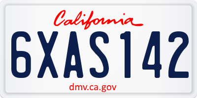 CA license plate 6XAS142