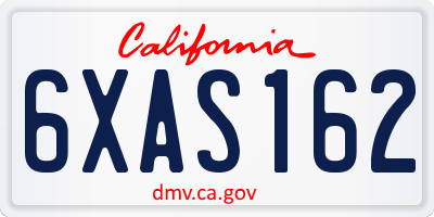 CA license plate 6XAS162