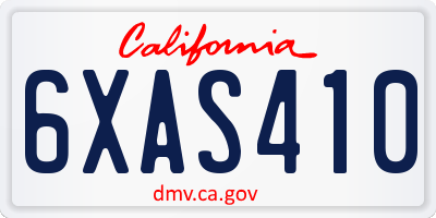 CA license plate 6XAS410