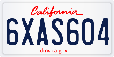 CA license plate 6XAS604