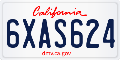 CA license plate 6XAS624