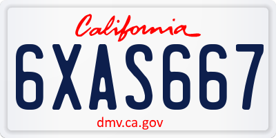 CA license plate 6XAS667