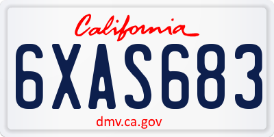 CA license plate 6XAS683