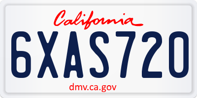 CA license plate 6XAS720