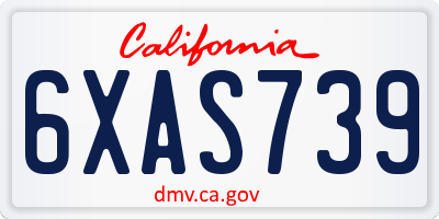 CA license plate 6XAS739