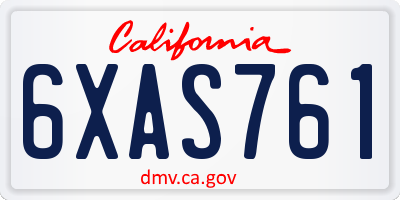 CA license plate 6XAS761