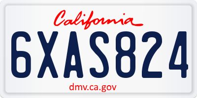 CA license plate 6XAS824