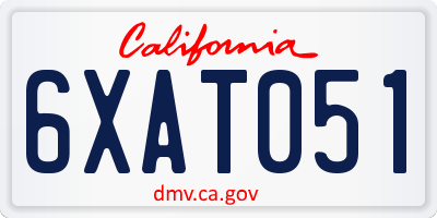 CA license plate 6XAT051