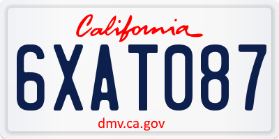 CA license plate 6XAT087