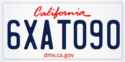 CA license plate 6XAT090