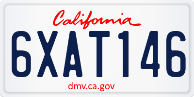 CA license plate 6XAT146