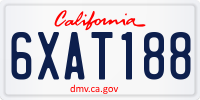 CA license plate 6XAT188