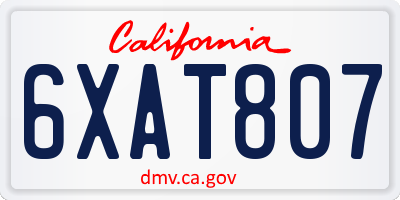 CA license plate 6XAT807