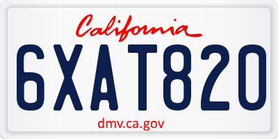 CA license plate 6XAT820