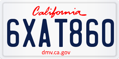 CA license plate 6XAT860
