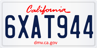 CA license plate 6XAT944