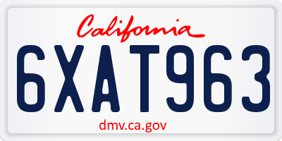CA license plate 6XAT963