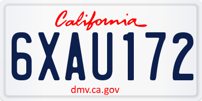 CA license plate 6XAU172