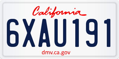 CA license plate 6XAU191