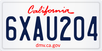 CA license plate 6XAU204