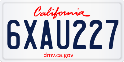 CA license plate 6XAU227