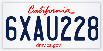 CA license plate 6XAU228