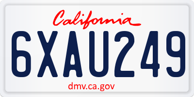 CA license plate 6XAU249