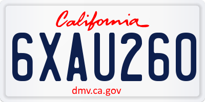 CA license plate 6XAU260
