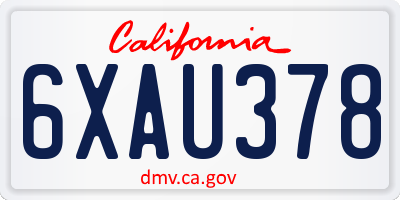 CA license plate 6XAU378