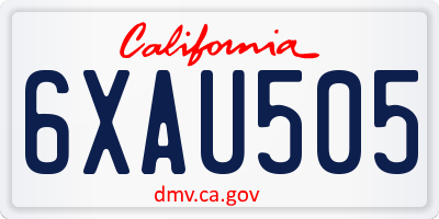 CA license plate 6XAU505