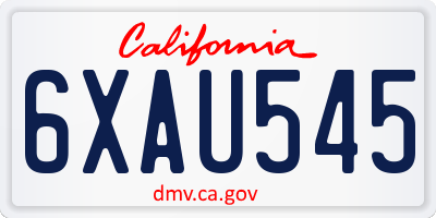 CA license plate 6XAU545