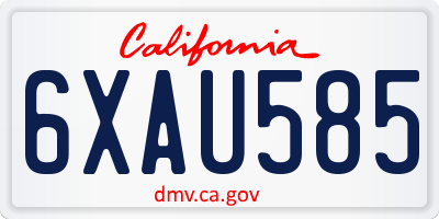 CA license plate 6XAU585