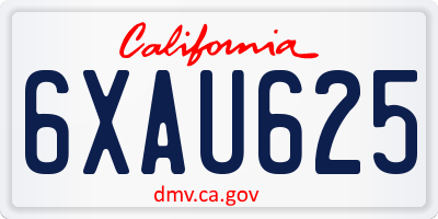 CA license plate 6XAU625