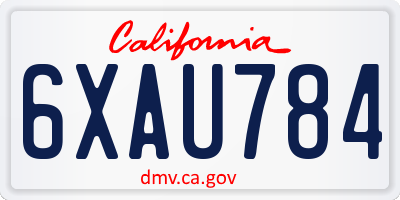 CA license plate 6XAU784