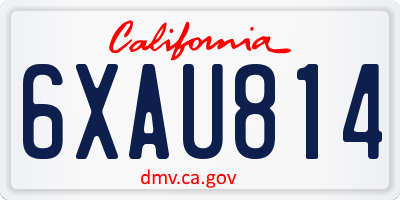 CA license plate 6XAU814