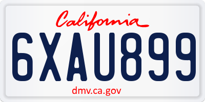 CA license plate 6XAU899