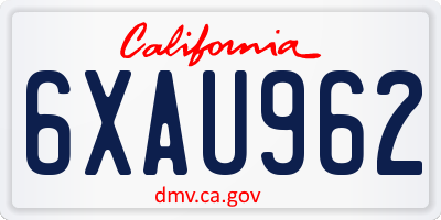 CA license plate 6XAU962