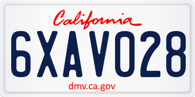 CA license plate 6XAV028
