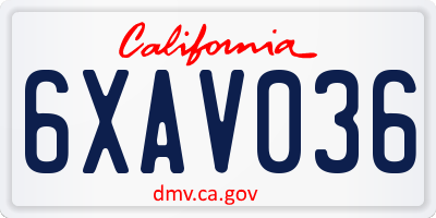 CA license plate 6XAV036