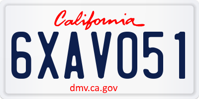 CA license plate 6XAV051